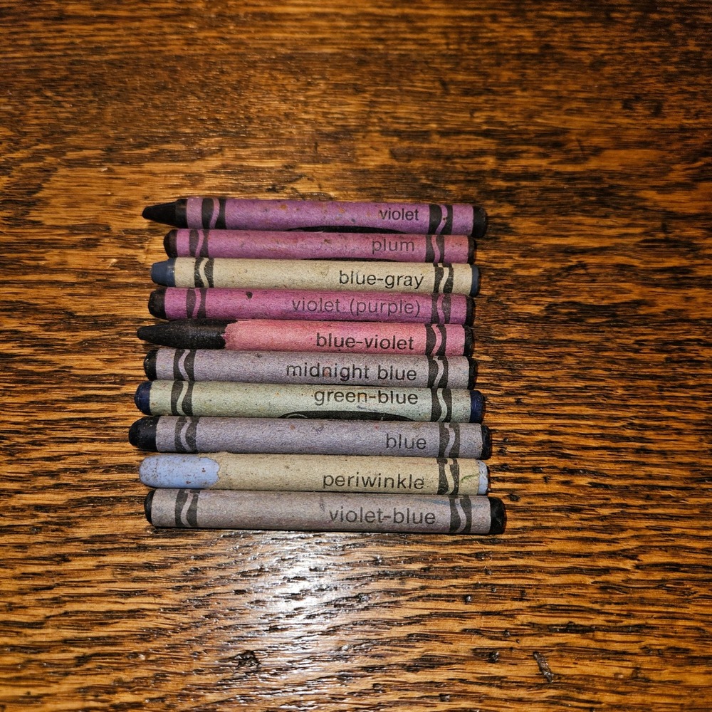 Vintage Crayola Crayons Binney & Smith Blue Purple Set of 10